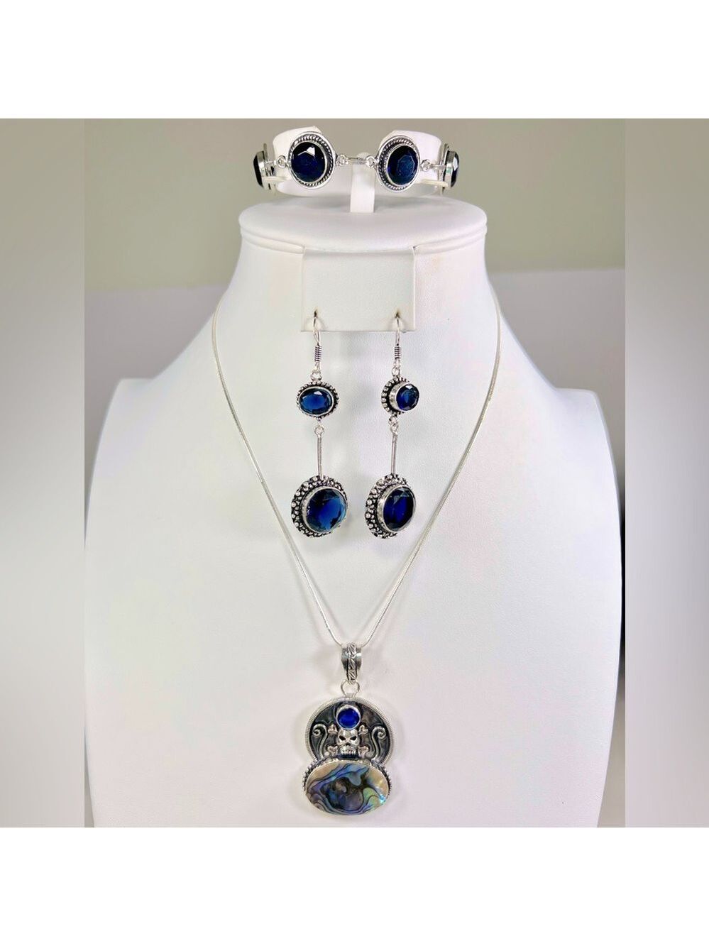Abalone Tanzanite 925 Pendant Bracelet & Earrings ONLY